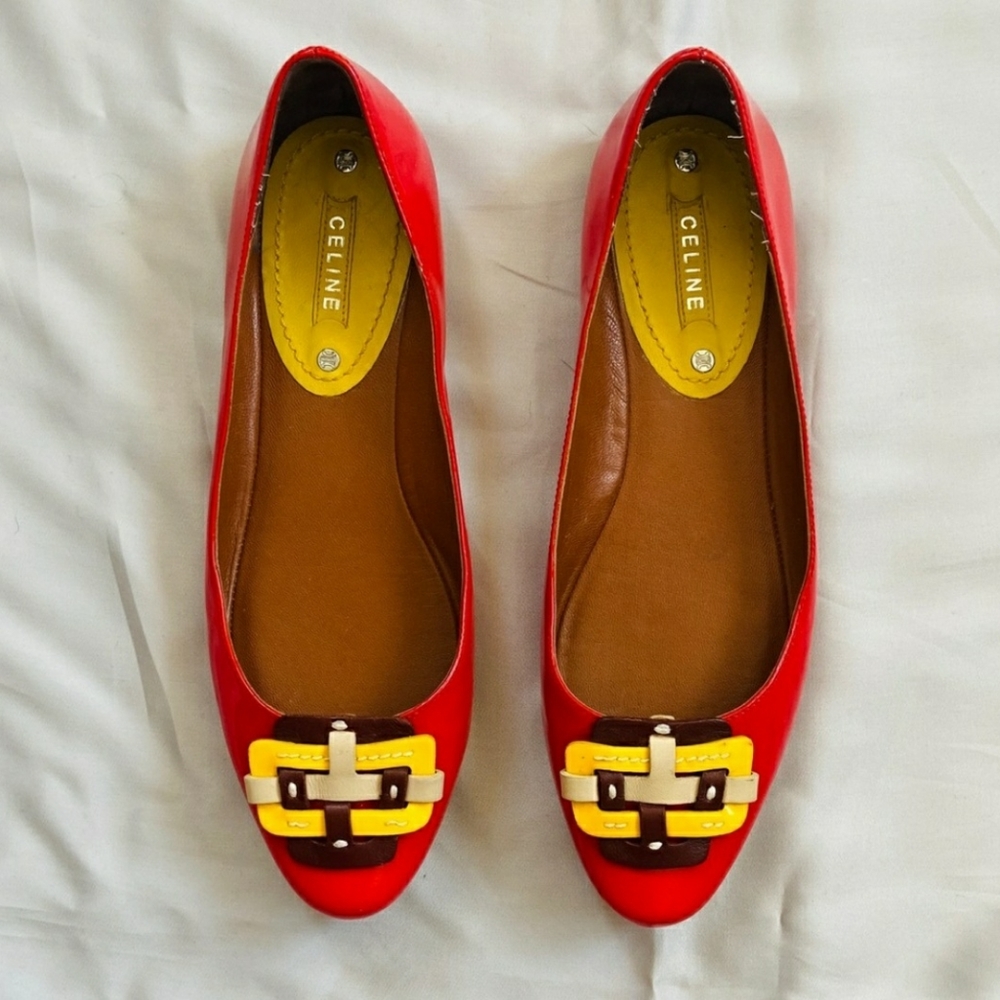 AUTHENTIC CELINE red patent flats : size 36.5 - Picture 6 of 7
